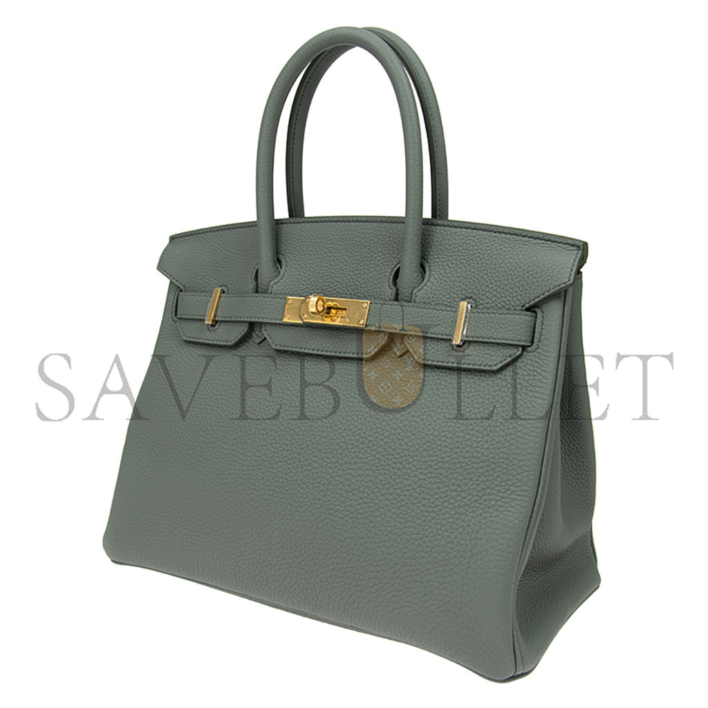 HERMES BIRKIN 30 EPSOM LEATHER BIRKIN GREEN GOLD BUCKLE HIGH END BAG BK3063TGGP4296 (30*23*15cm)